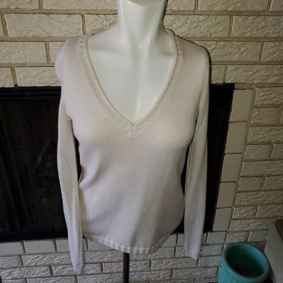 Sam Edelman Cream Mixed Knit Sweater XS - Picture 2 of 4